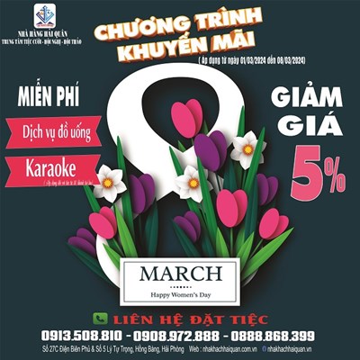 Chương trình giảm giá 5% nhân ngày Quốc tế Phụ nữ 8/3